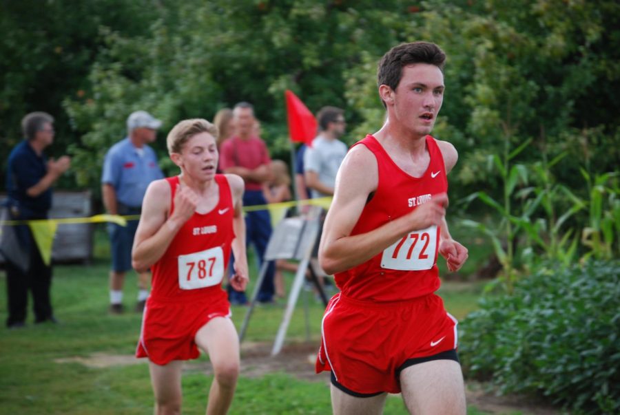 Austin Aldrich (right) and Nate March (left) fight to the finish line.