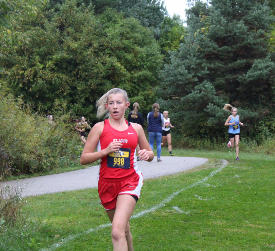 Brooke Erskin pushed herself to finish first in the JV race with a time of 21:29.1.