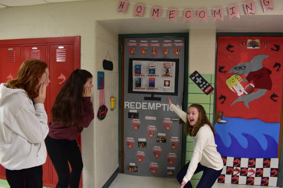 Allyse March shows off Mrs. Dubridges winning door to impressed students.