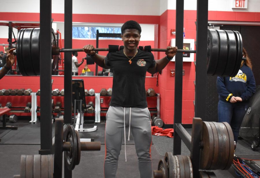 Ben Dousuah is hard at work on his resolution to get in the weight room.