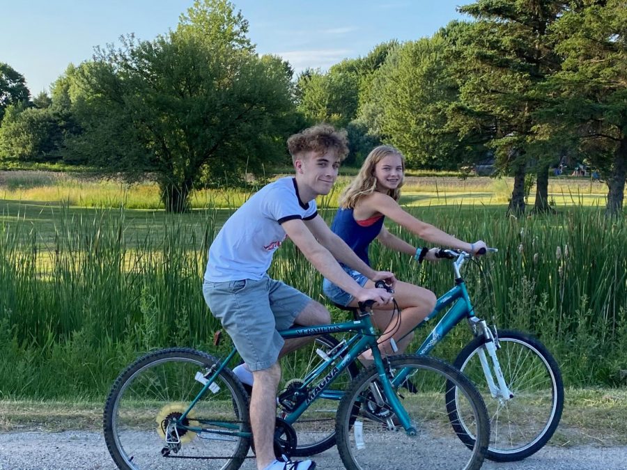 Logan and Jenna Abell are excited to go biking in the warm, Summer weather.