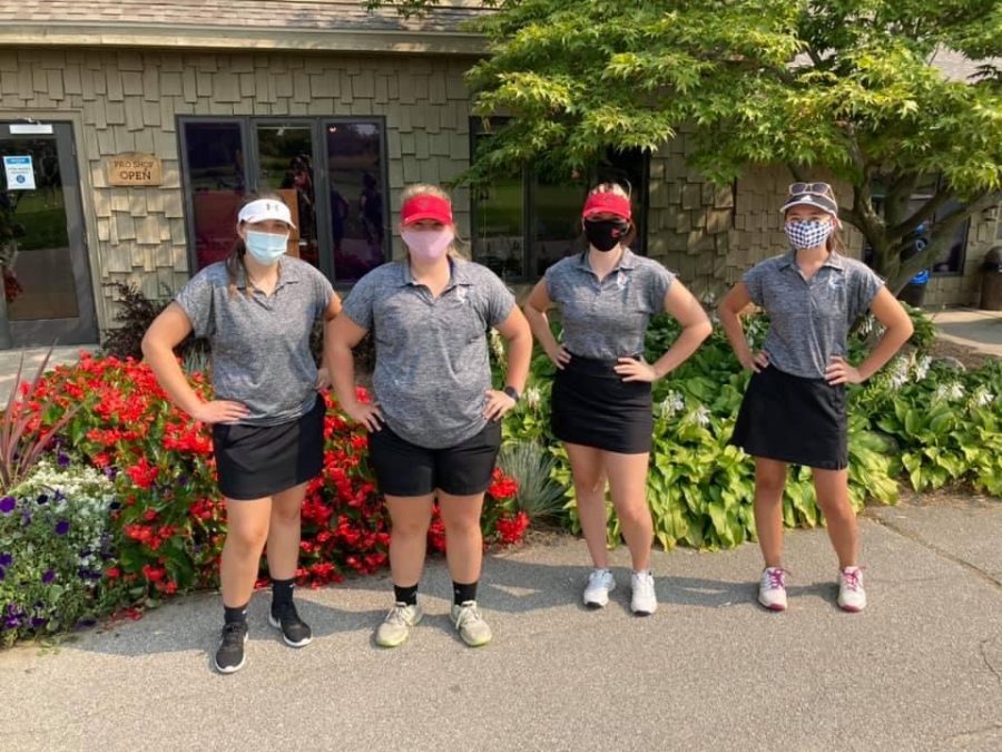 The Sharks had a third-place finish. From left to right: Mackenzie Strong, Skylar Rodriguez, Chloe Baxter, and Alexandra Pawlitz.