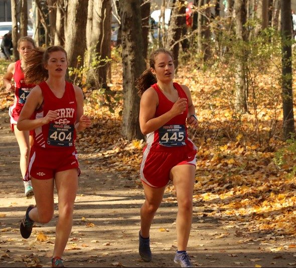 Laney Pestrue ran a PR to finish fifth for the Sharks and help them qualify for the State meet.
