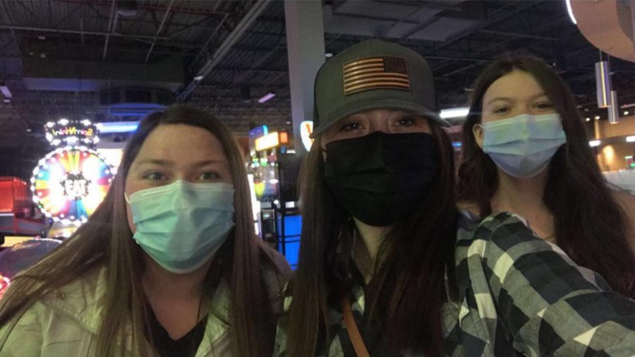 Seniors Faith Best (left), Autumn Bradbury (middle), and Brooke Barrett (right) participated in senior skip day at Dave and Busters. 