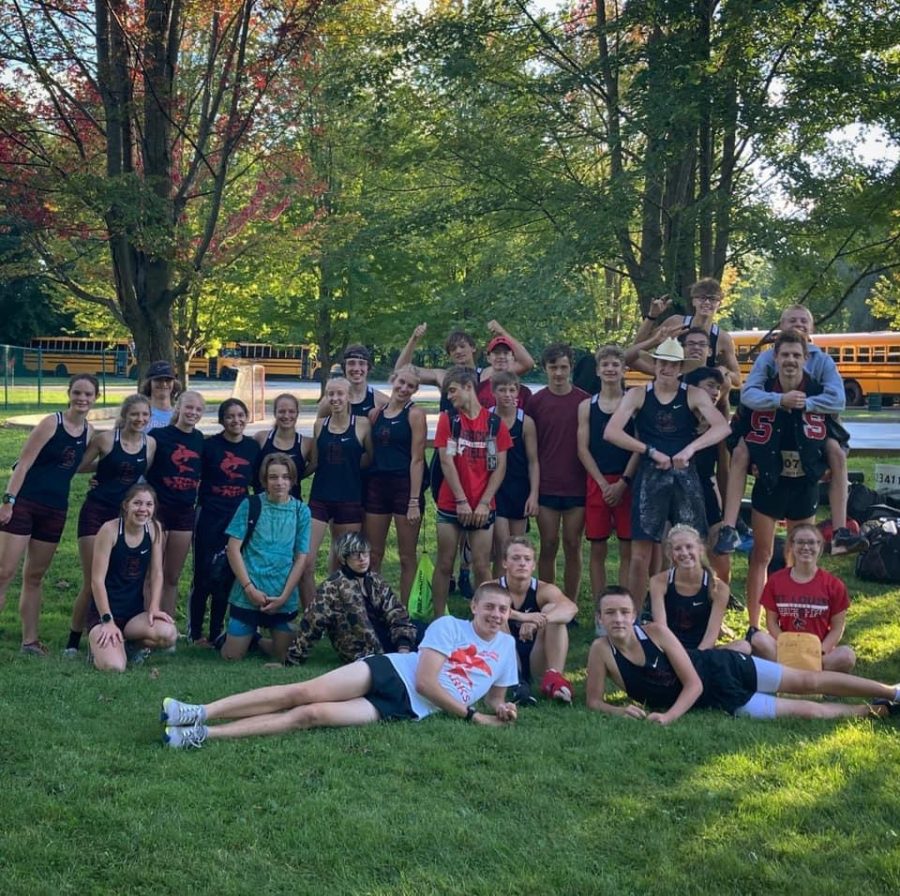 Cross Country team poses after great win at the Imerman Park TVC.
