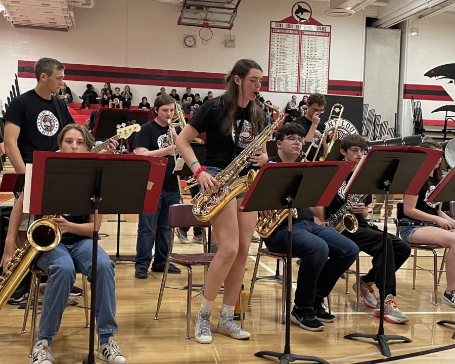 This picture showcases senior, Korah Honig, who had played a solo during the Pops concert.