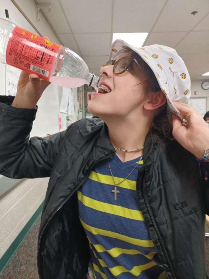 Bethany Bowerman takes a big gulp of one of her new favorite drinks. 