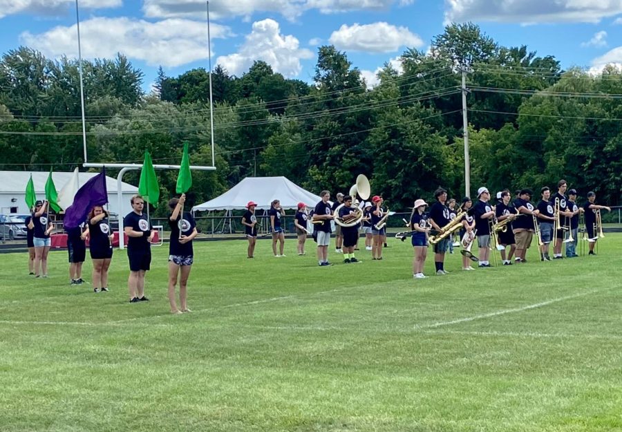 SLHS Marching Band practices their routine on the football field preparing for their future events. 
