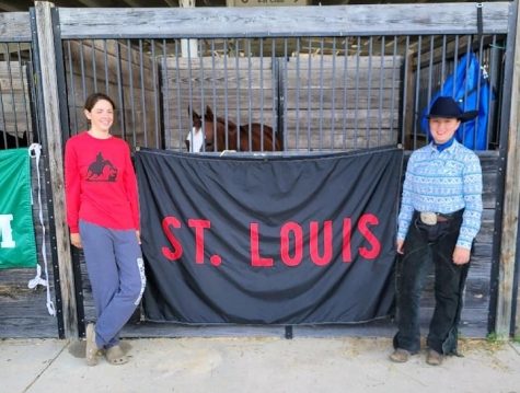 Bethany Bowerman and Rebecca Ross pose with their horse after earning 1st place in their division! 