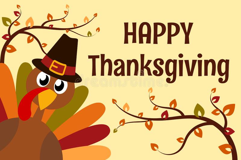 happy-thanksgiving-day-funny-cartoon-character-turkey-bird-pilgrim-hat-background-wallpaper-card-vector-illustration-201117859