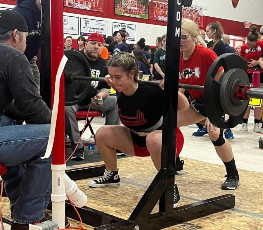 Avery Ellison captured mid squat while competing. 