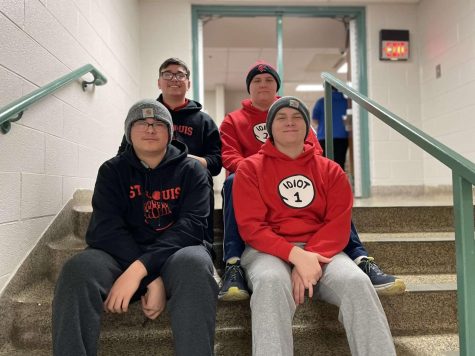Two sets of twins:  
Harley and Hayden Mader (left) along with Brighton and Noah Buchanan(right) sit together as they begin to question the power of the Pine River.