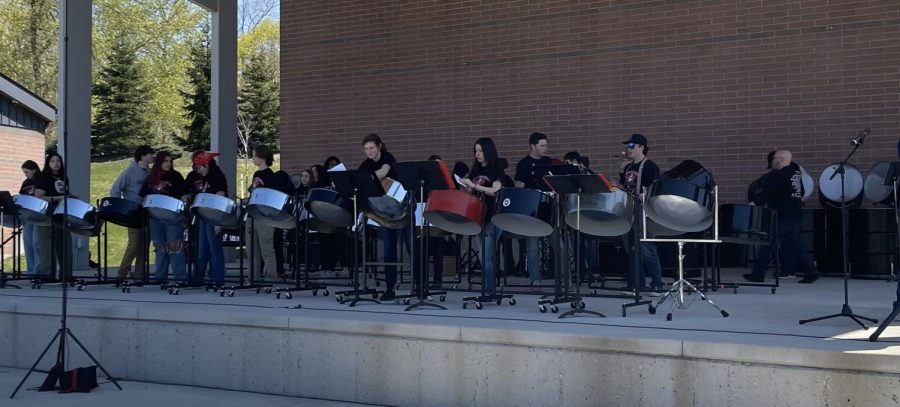 The SLHS steel and jazz bands performed in a festival at Hastings April 27.