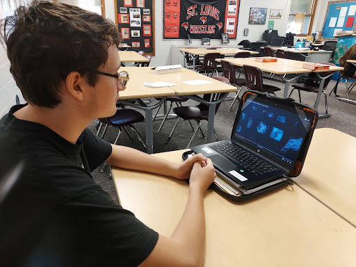 A St. Louis student looks through the trailer for the upcoming Five Nights at Freddy's movie.