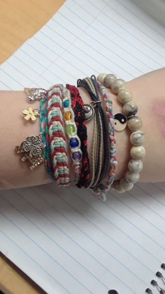 Sophomore Olivia Keller sports her braided jewelry bracelets on her wrist!