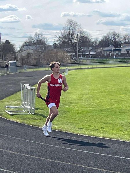 Sophomore Hayden Shattuck races down the track!