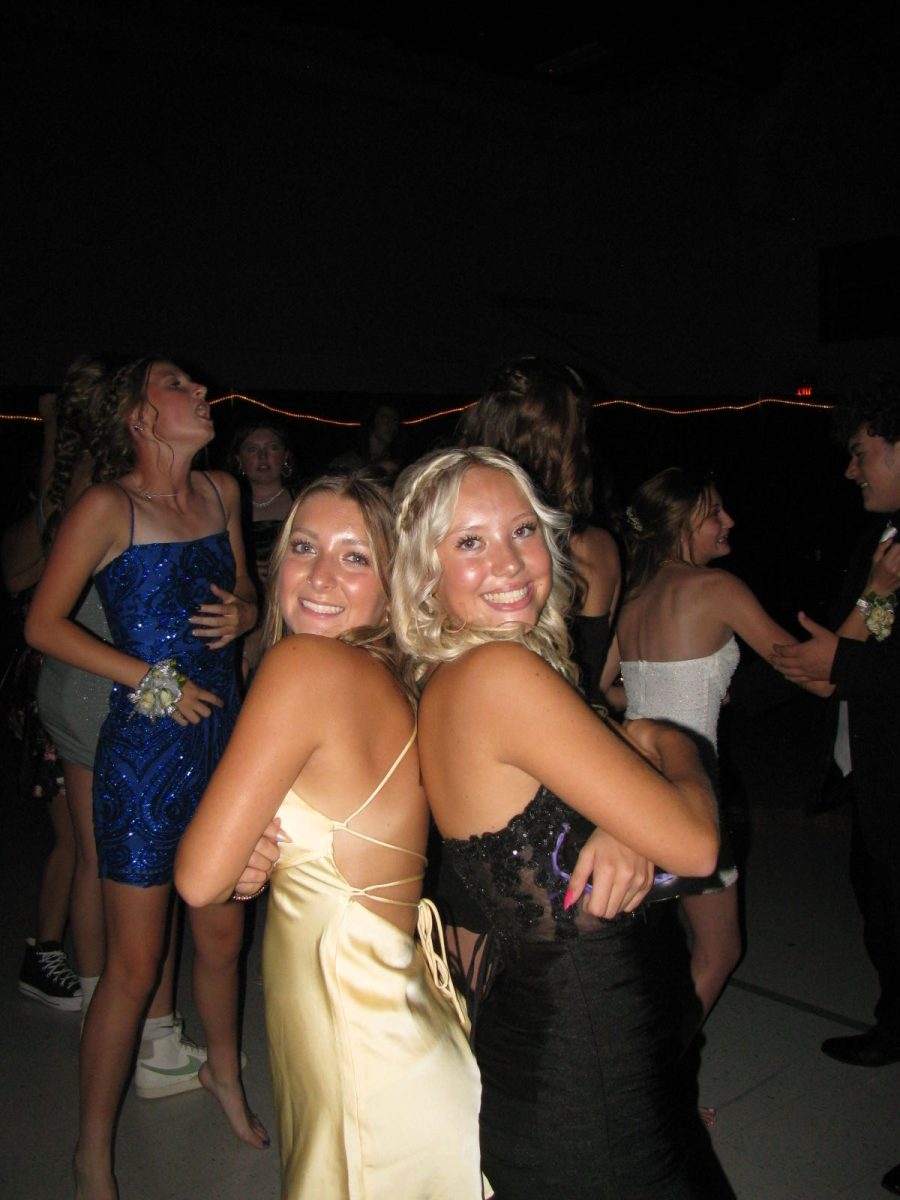 Seniors Morgan Leonard and Lauren Devine pose for a photo at the Homecoming dance!