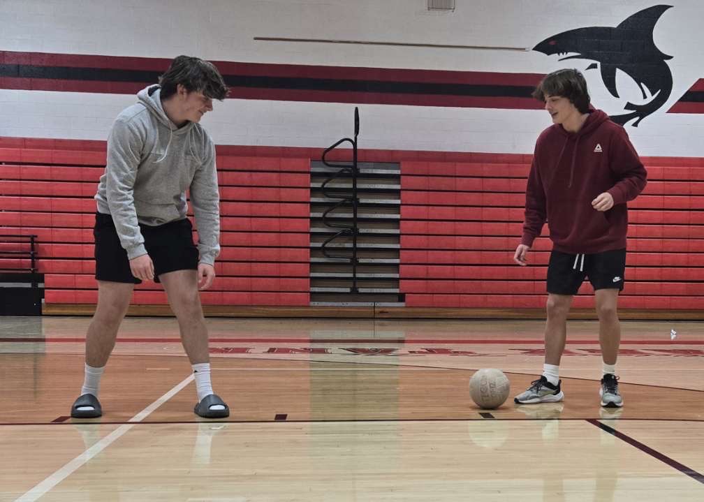 Juniors Ryder Siefka and Jan Svrcina play soccer during their free time.