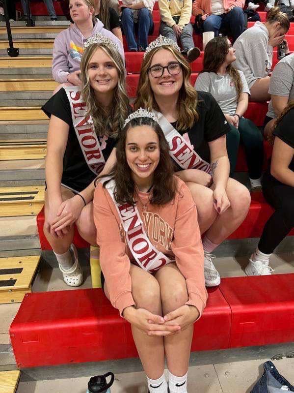 Seniors Brynn Saxton, Zoey Clarke, and Kerregan Wilson all together to celebrate the Senior Night.