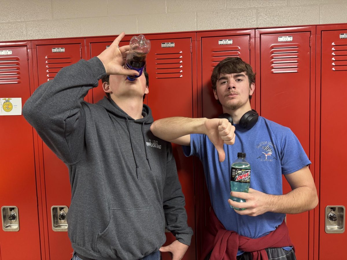 Two SLHS seniors show their stances on the debate between diet and regular sodas. 