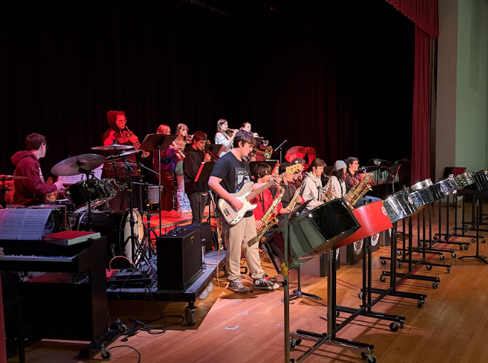 The Jazz band is working hard for their performance on Saturday.