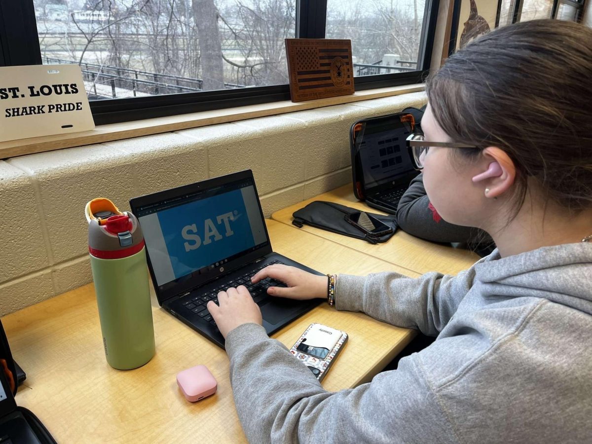 Junior Sophia Miller does a practice test on the SAT