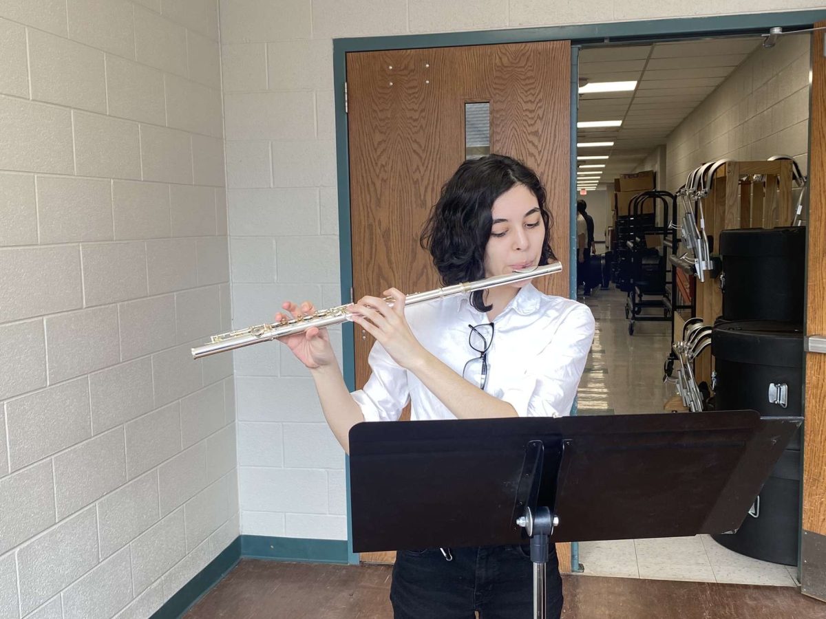 Senior Kaya Munoz practices her solo in preparation for the competition.