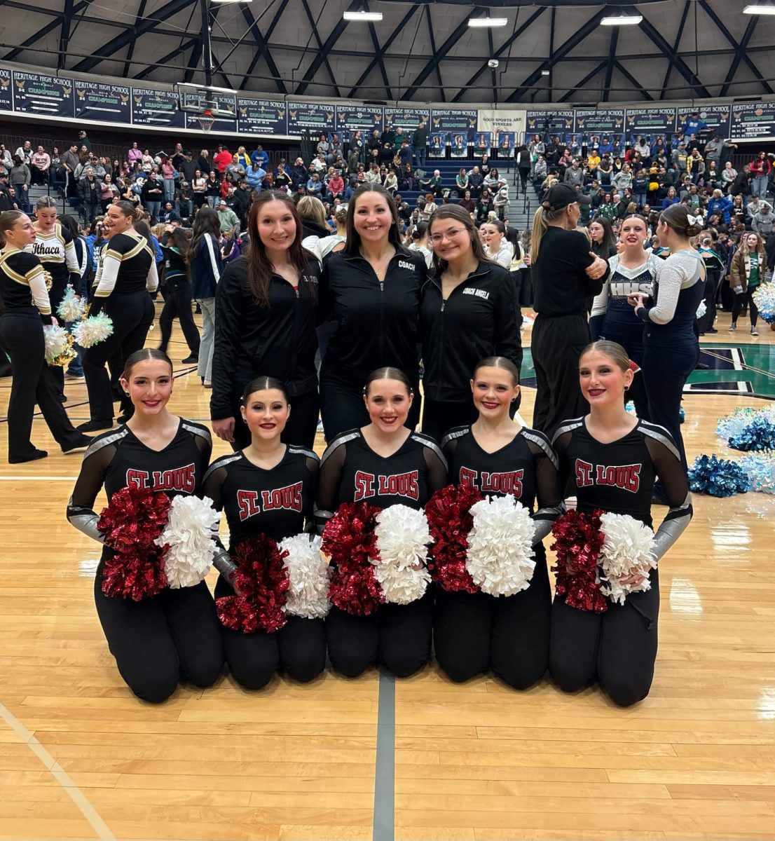 The SLHS Poms Team pose for a photo!